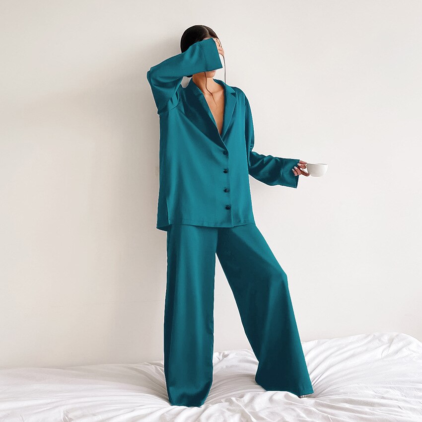 Women's Pyjamas Button-Up | Wide Leg Two-Piece