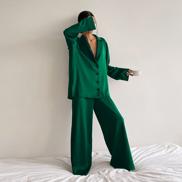 Women's Pyjamas Button-Up | Wide Leg Two-Piece