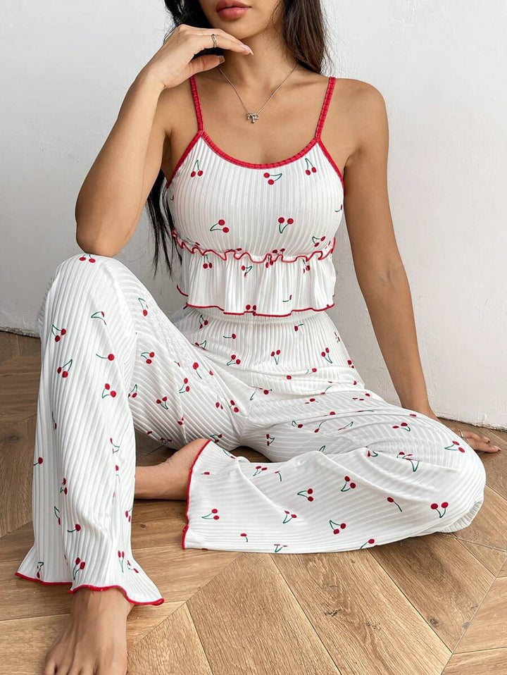 Women's Pyjamas Set with Cami Top & Wide-Leg Pants | Printed