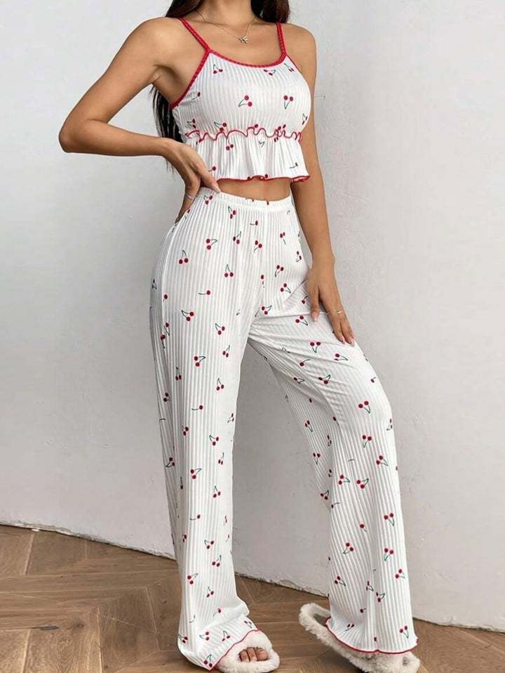 Women's Pyjamas Set with Cami Top & Wide-Leg Pants | Printed