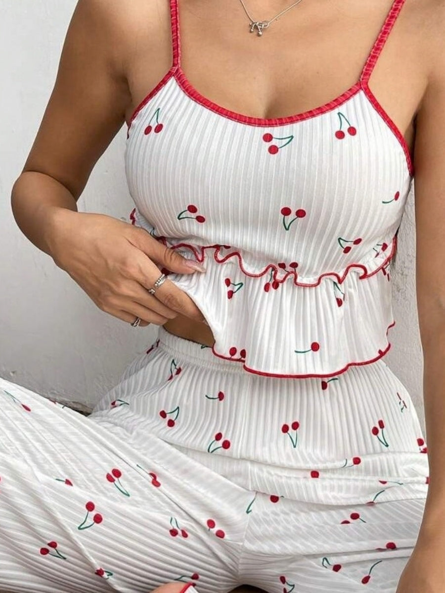 Women's Pyjamas Set with Cami Top & Wide-Leg Pants | Printed