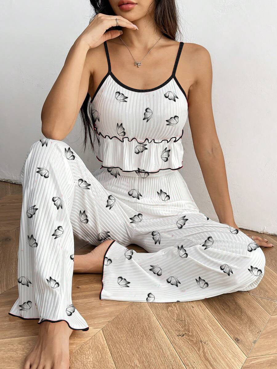 Women's Pyjamas Set with Cami Top & Wide-Leg Pants | Printed