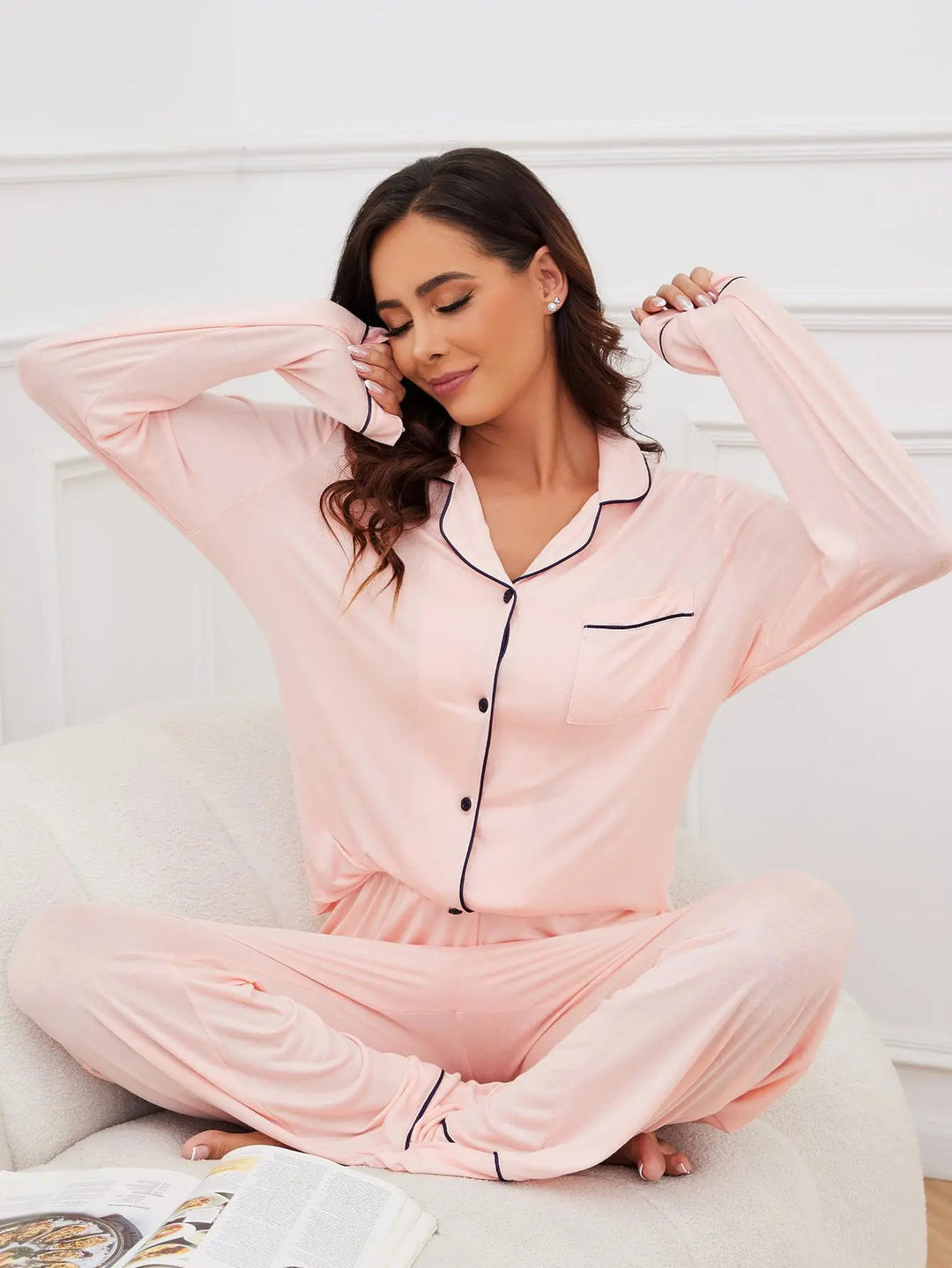 Women's Pyjamas with Button Top & Pants | Long Sleeve Set