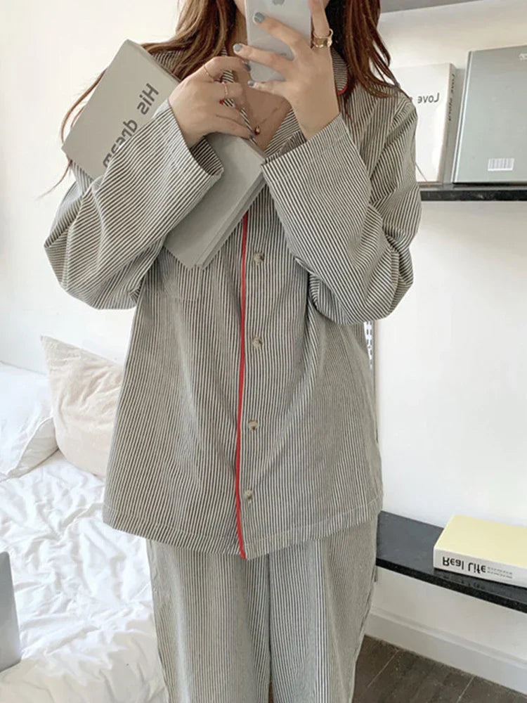 Women's Pyjamas with Stripe Print | Long Sleeve Set