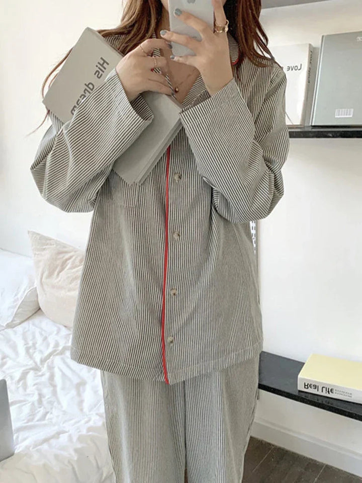 Women's Pyjamas with Stripe Print | Long Sleeve Set