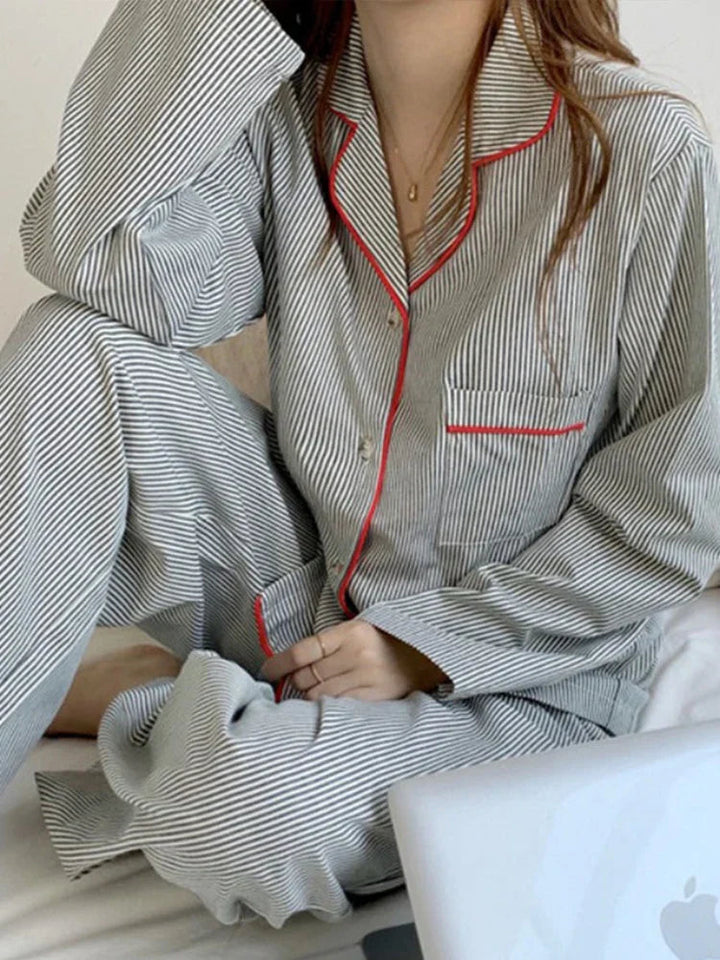 Women's Pyjamas with Stripe Print | Long Sleeve Set