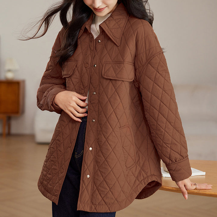Women's Quilted Coat Oversized Button Down Long | Padded