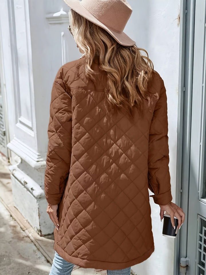 Women's Quilted Coat Oversized Button Down Long | Padded