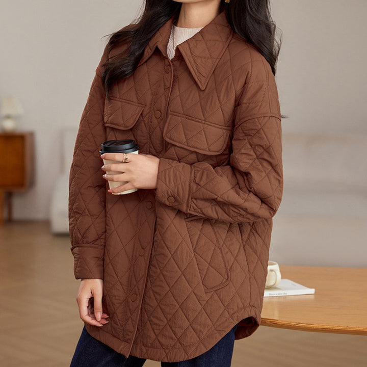 Women's Quilted Coat Oversized Button Down Long | Padded