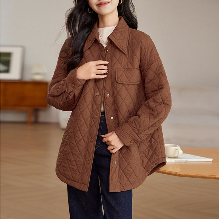 Women's Quilted Coat Oversized Button Down Long | Padded