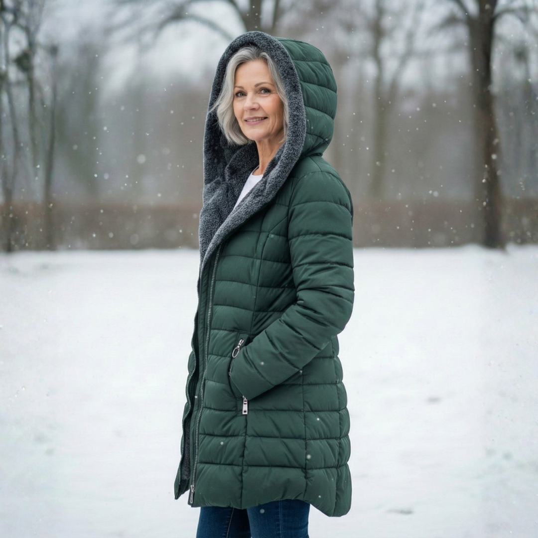 Women's Quilted Coat with Hood & Lined | Longline