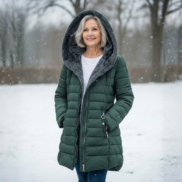 Women's Quilted Coat with Hood & Lined | Longline