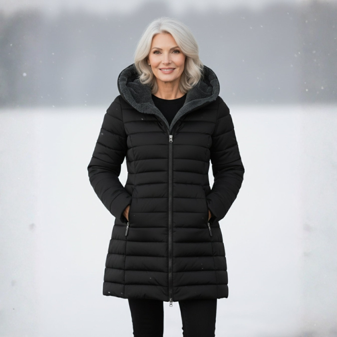 Women's Quilted Coat with Hood & Lined | Longline