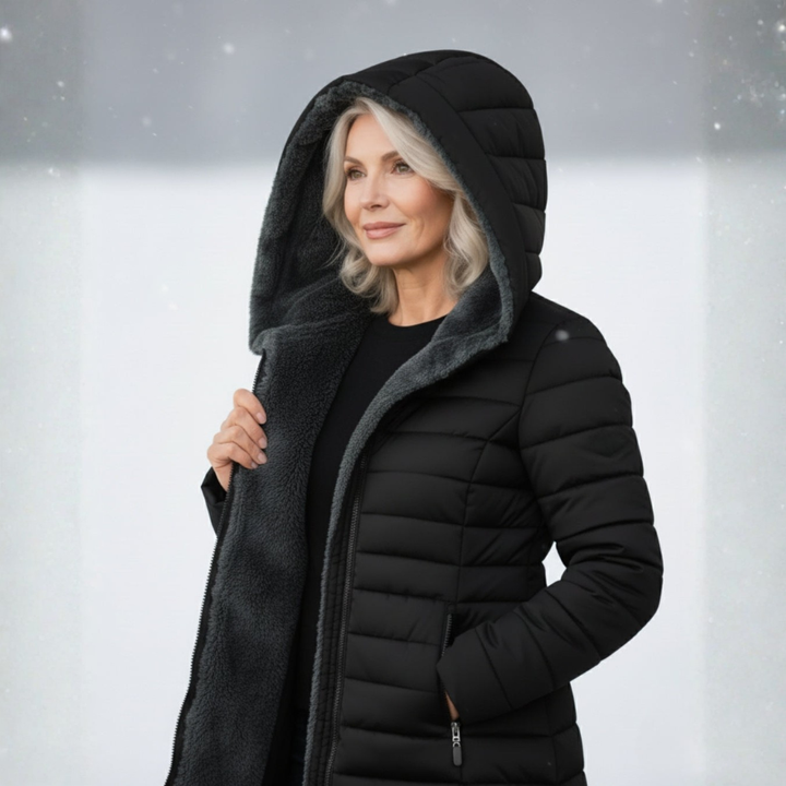Women's Quilted Coat with Hood & Lined | Longline