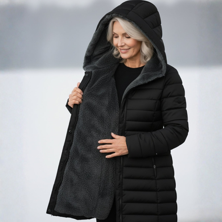 Women's Quilted Coat with Hood & Lined | Longline