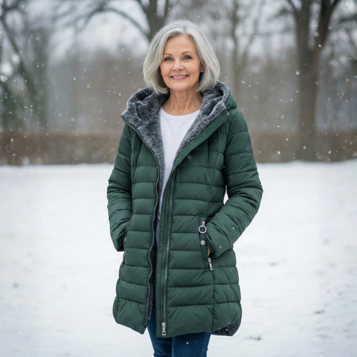 Women's Quilted Coat with Hood & Lined | Longline