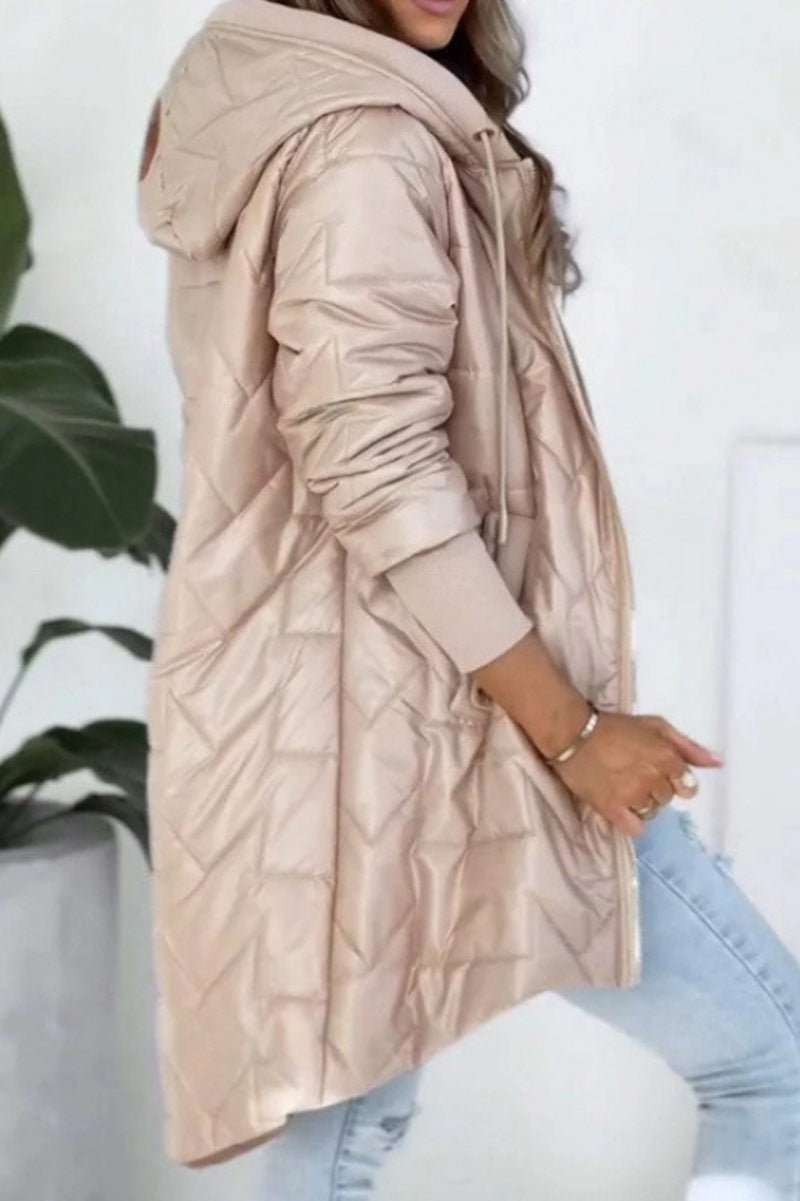 Women's Quilted Coat with Hood | Long