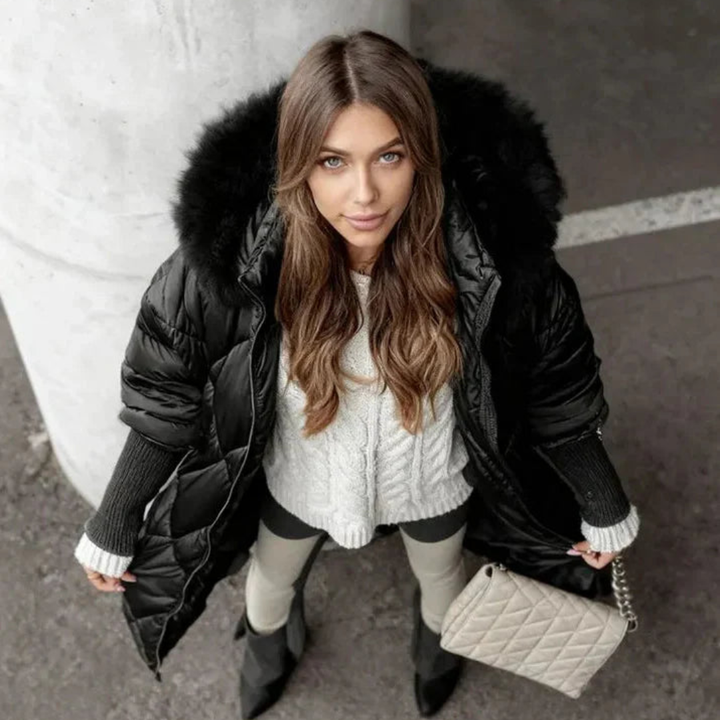 Women's Quilted Coat with Hood & Ribbed Cuffs | Winter