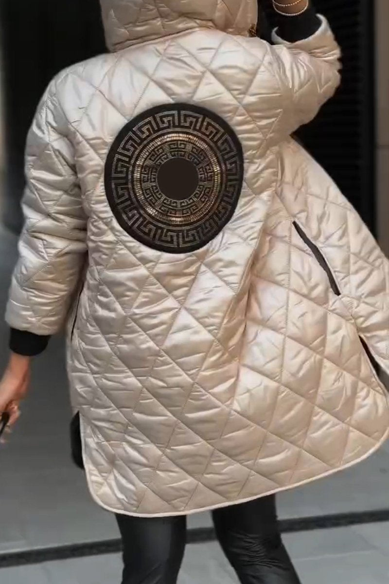 Women's Quilted Coat with Hood & Zip Front | Long