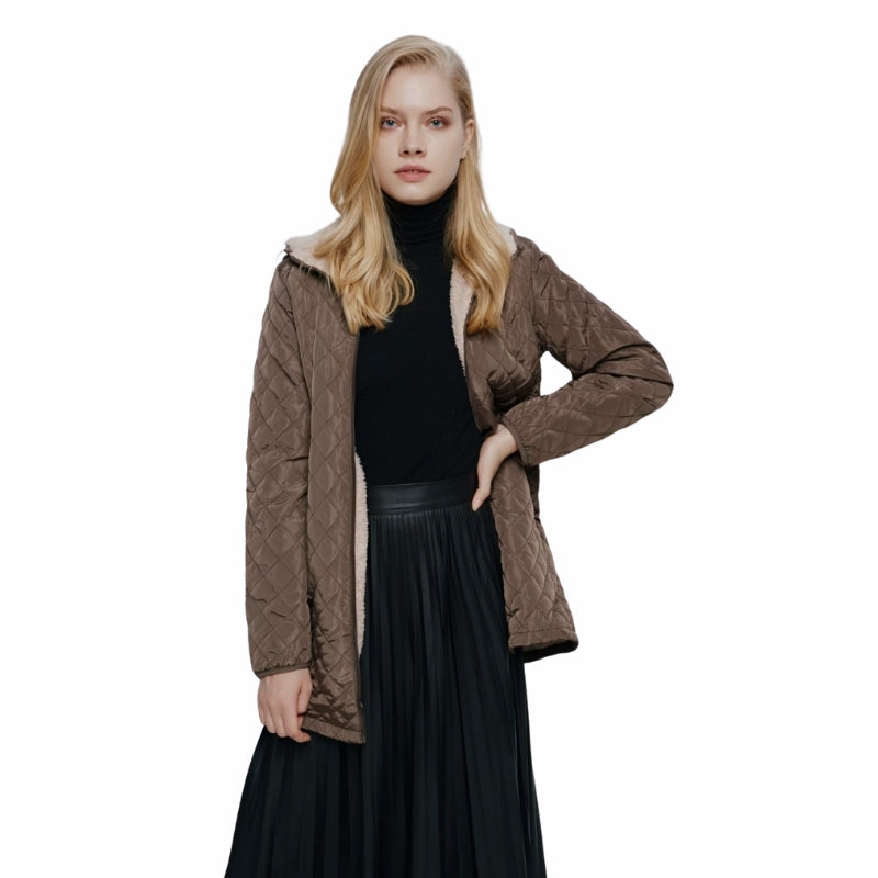 Women's Quilted Jacket with Hood | Long