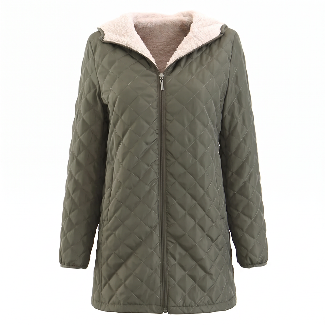 Women's Quilted Jacket with Hood | Long