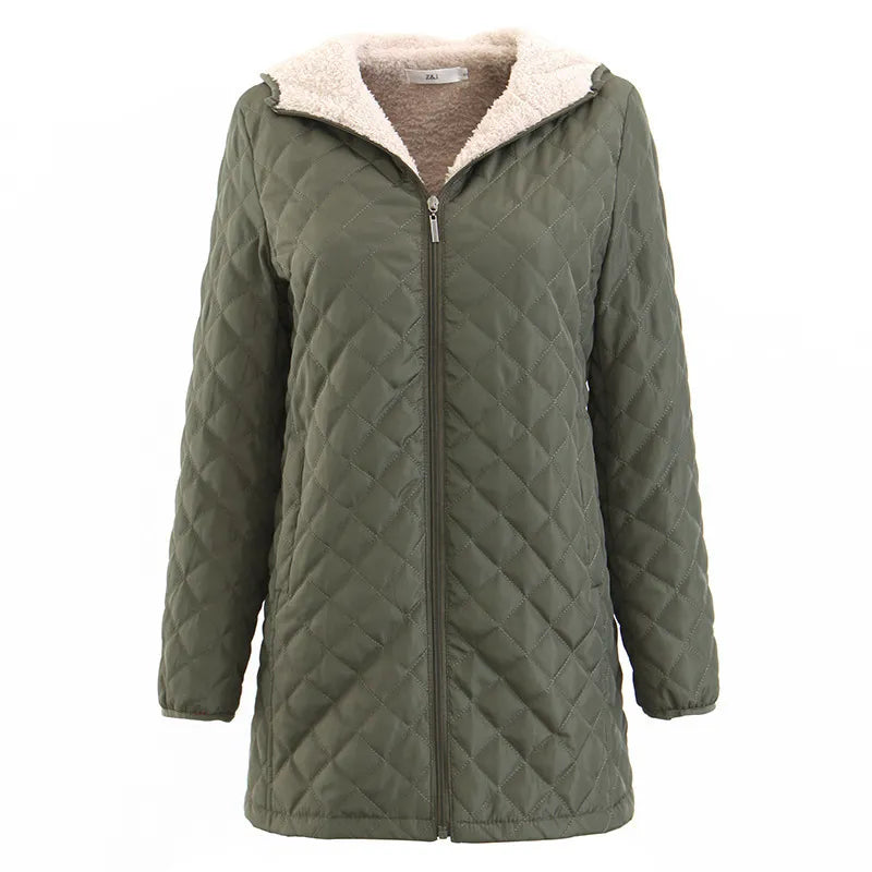Women's Quilted Jacket with Hood | Long