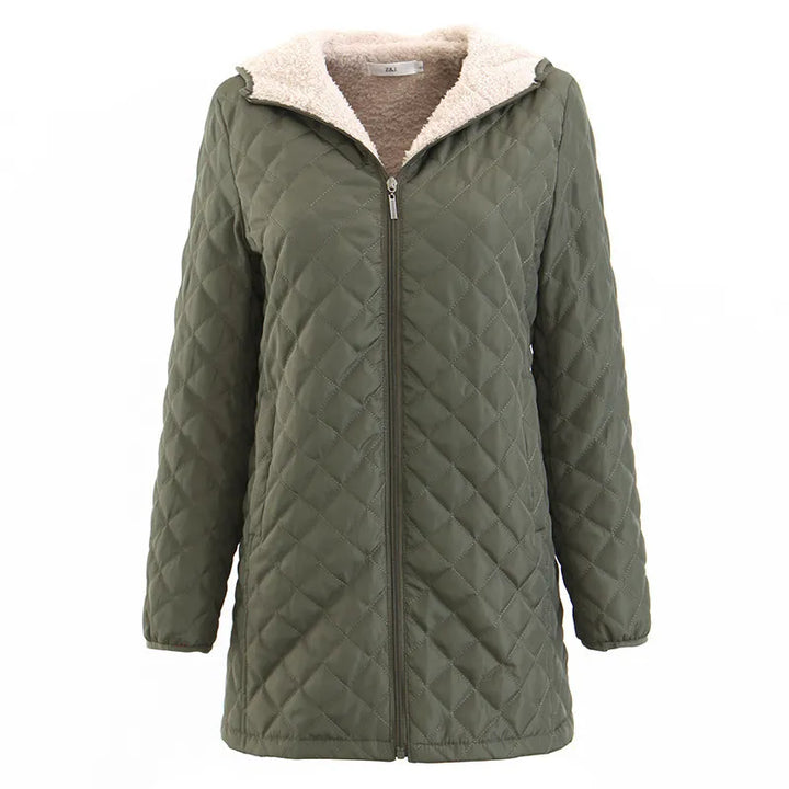 Women's Quilted Jacket with Hood | Long