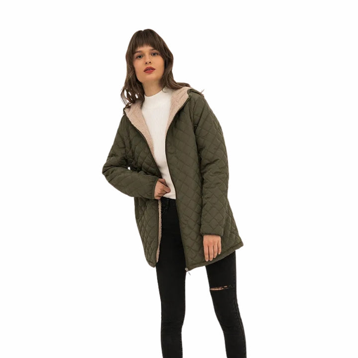 Women's Quilted Jacket with Hood | Long