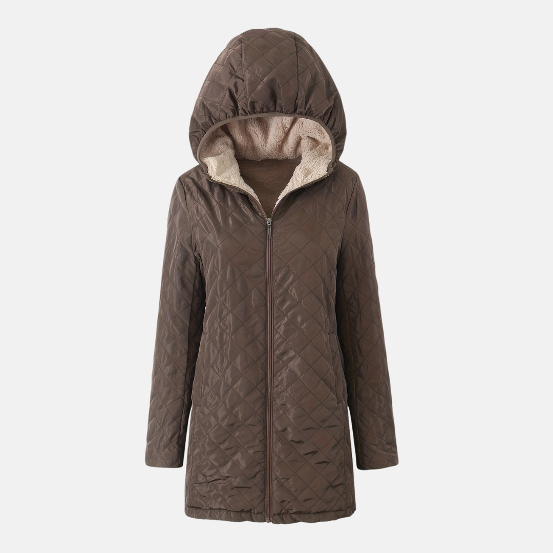 Women's Quilted Jacket with Hood | Long