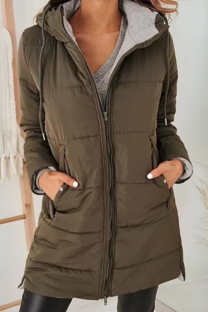 Women's Quilted Jacket with Hood & Pockets | Winter