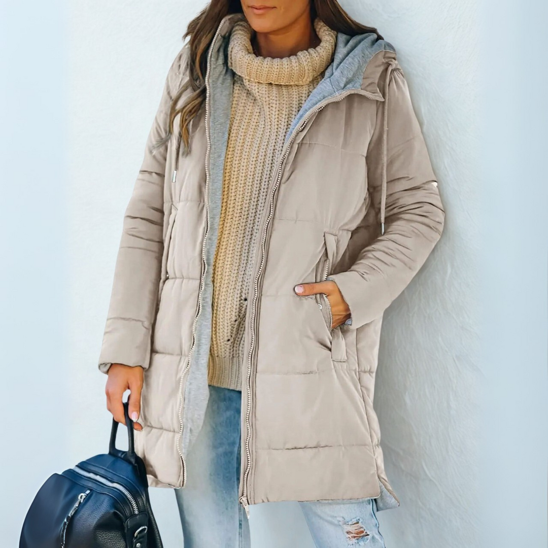 Women's Quilted Jacket with Hood & Pockets | Winter