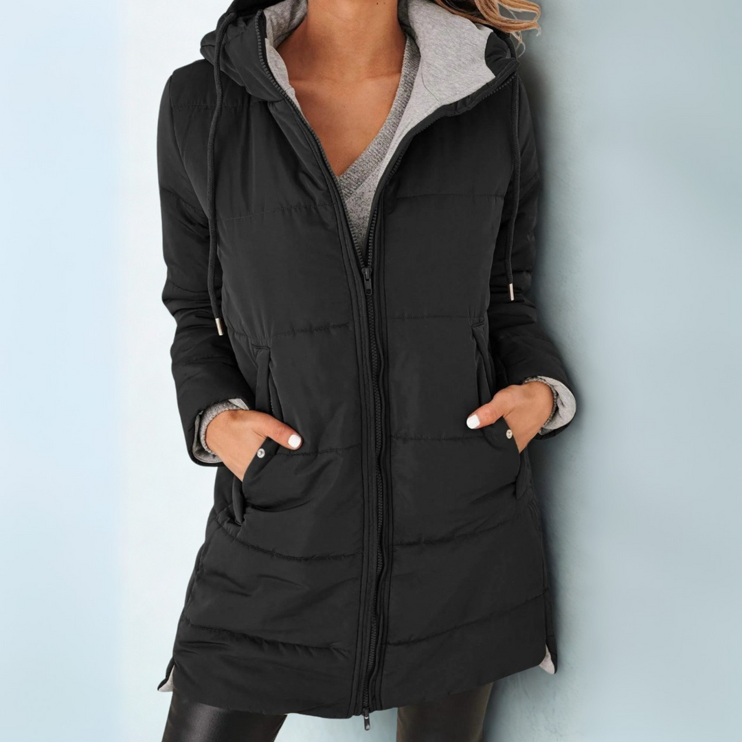 Women's Quilted Jacket with Hood & Pockets | Winter