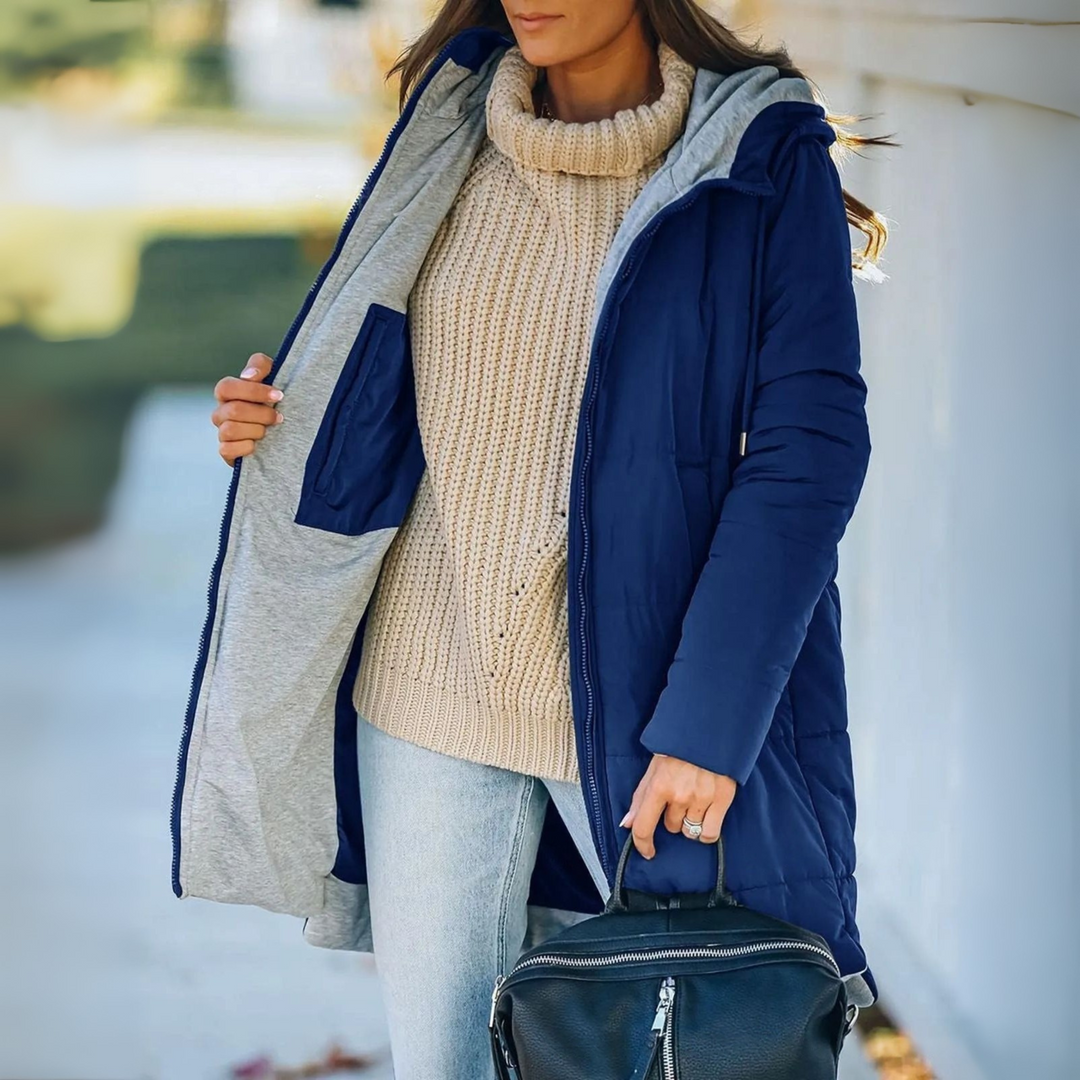 Women's Quilted Jacket with Hood & Pockets | Winter