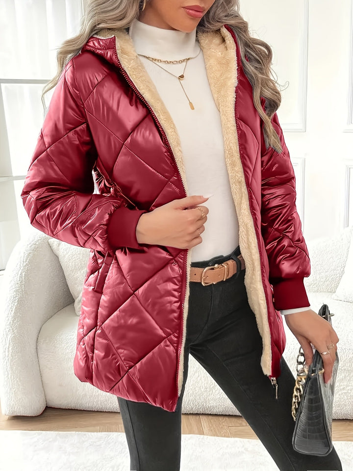 Women's Quilted Jacket with Plush Lining & Hood | Puffer
