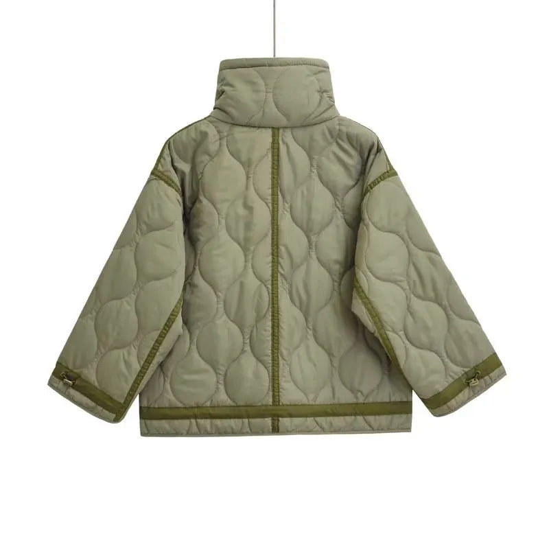 Women's Quilted Jacket with Stand Collar | Oversized