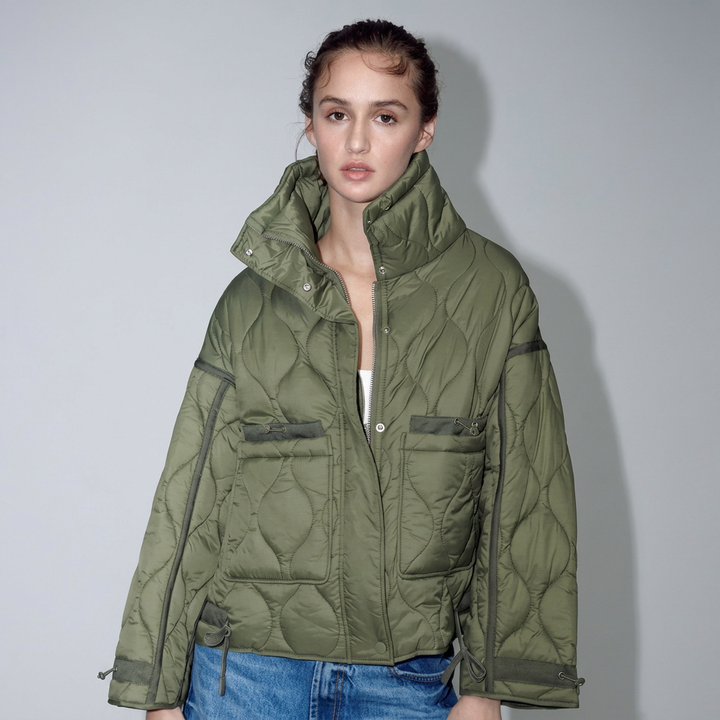 Women's Quilted Jacket with Stand Collar | Oversized