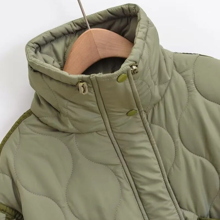 Women's Quilted Jacket with Stand Collar | Oversized