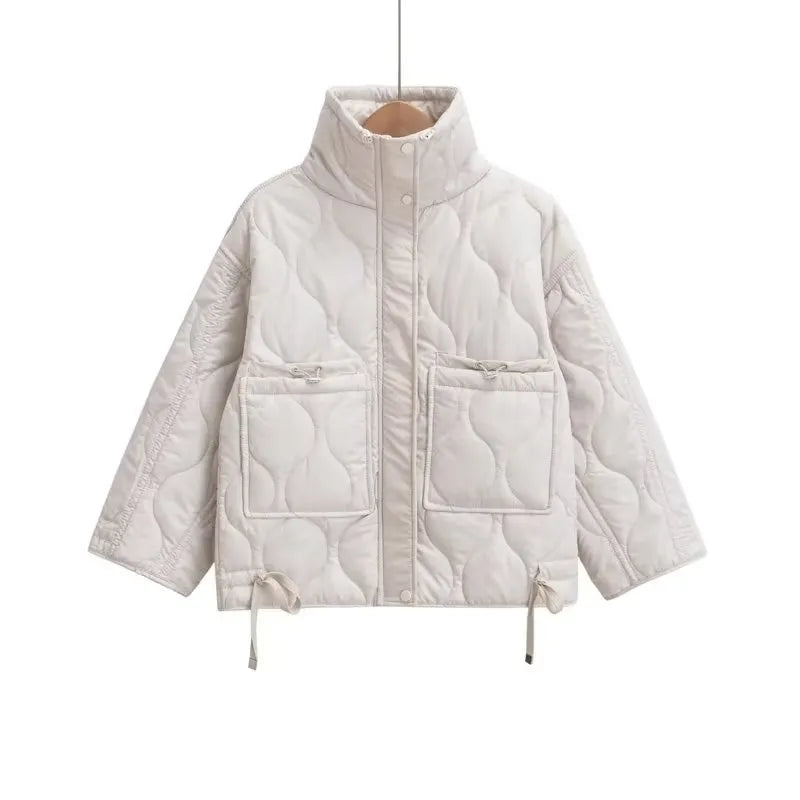 Women's Quilted Jacket with Stand Collar | Oversized