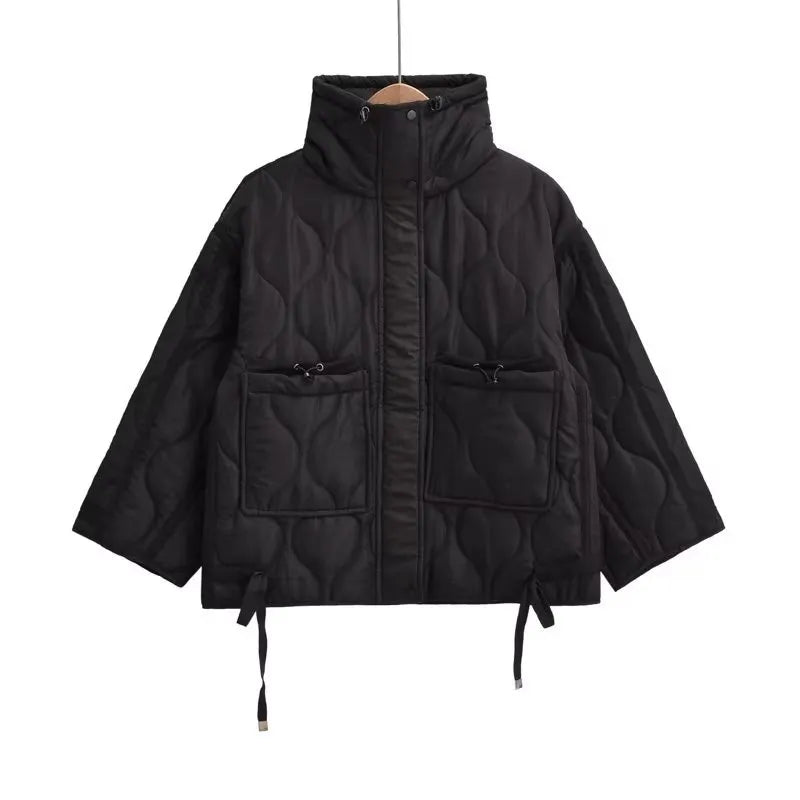 Women's Quilted Jacket with Stand Collar | Oversized