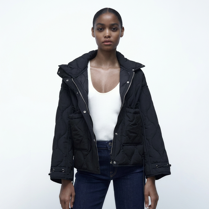 Women's Quilted Jacket with Stand Collar | Oversized