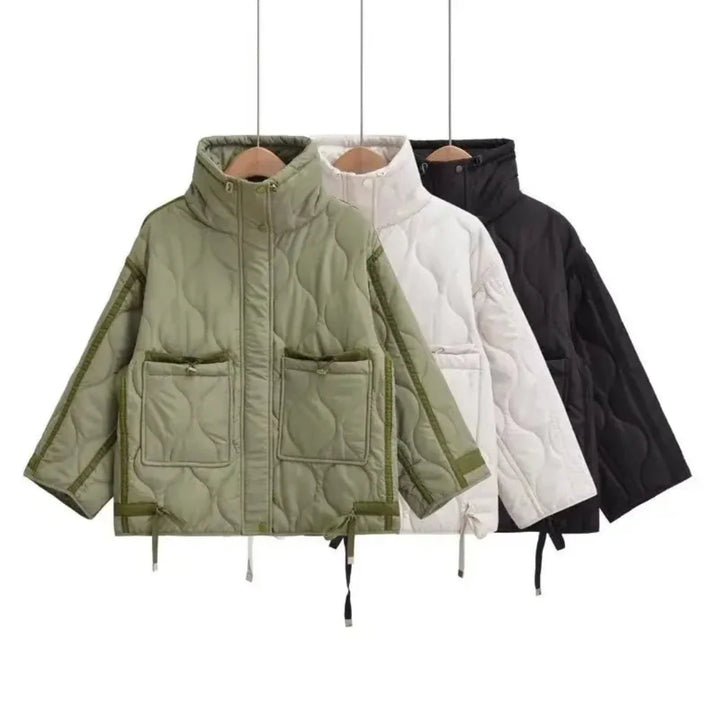Women's Quilted Jacket with Stand Collar | Oversized