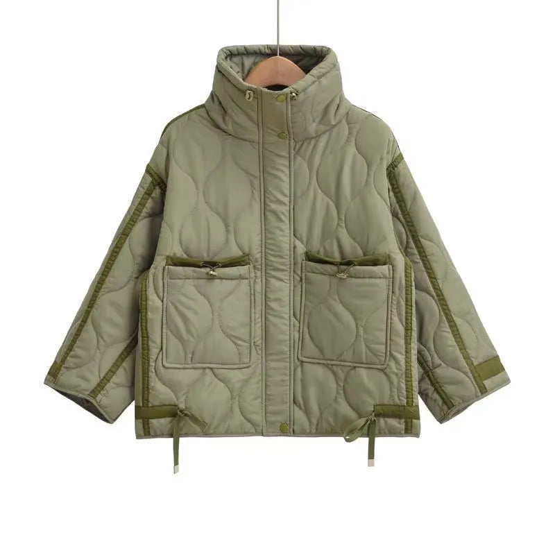 Women's Quilted Jacket with Stand Collar | Oversized