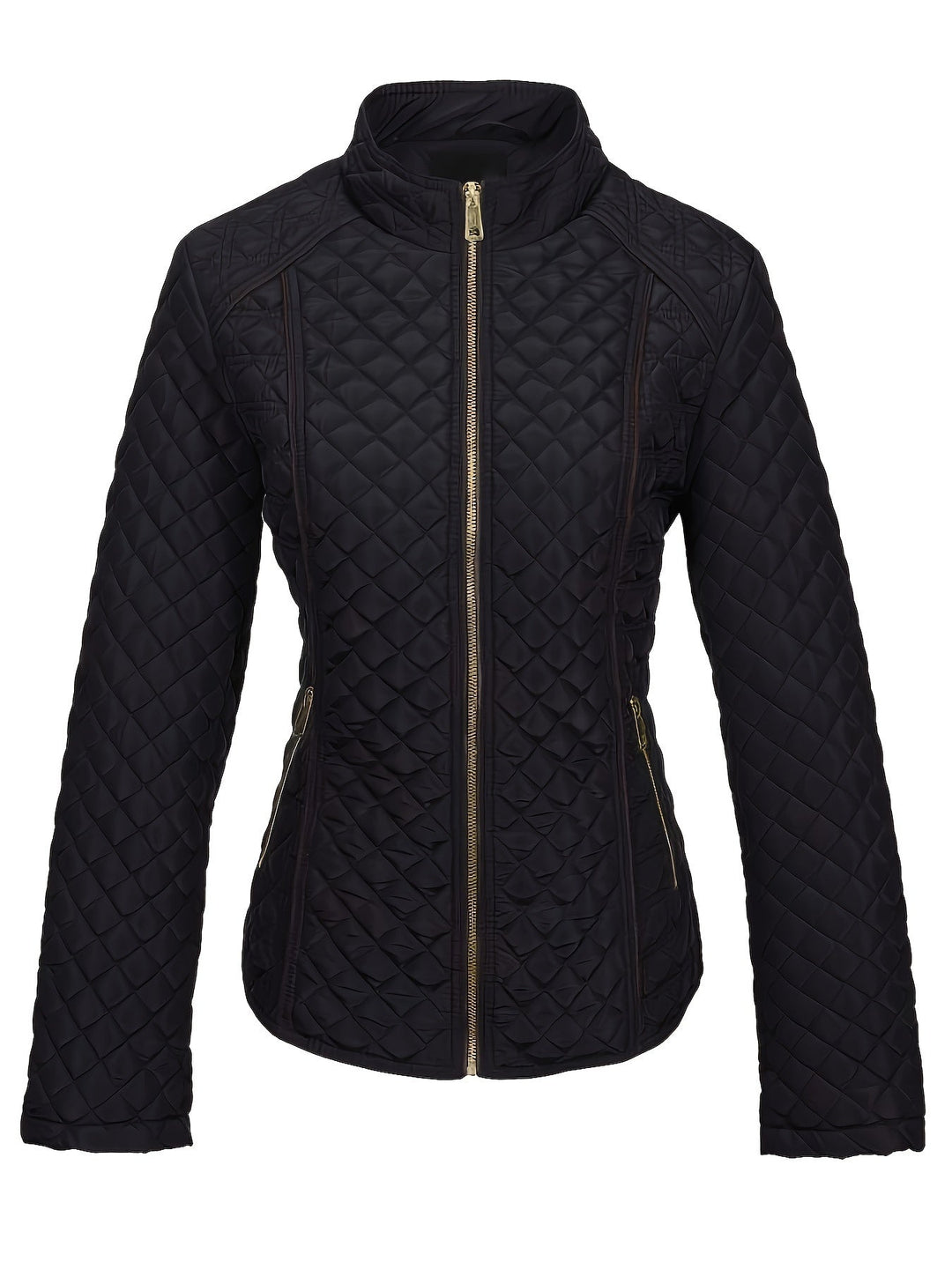 Women's Quilted Jacket with Stand Collar | Zip Up