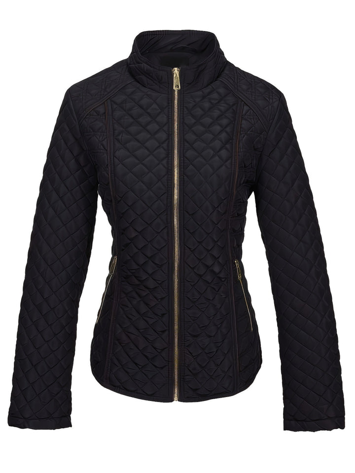 Women's Quilted Jacket with Stand Collar | Zip Up