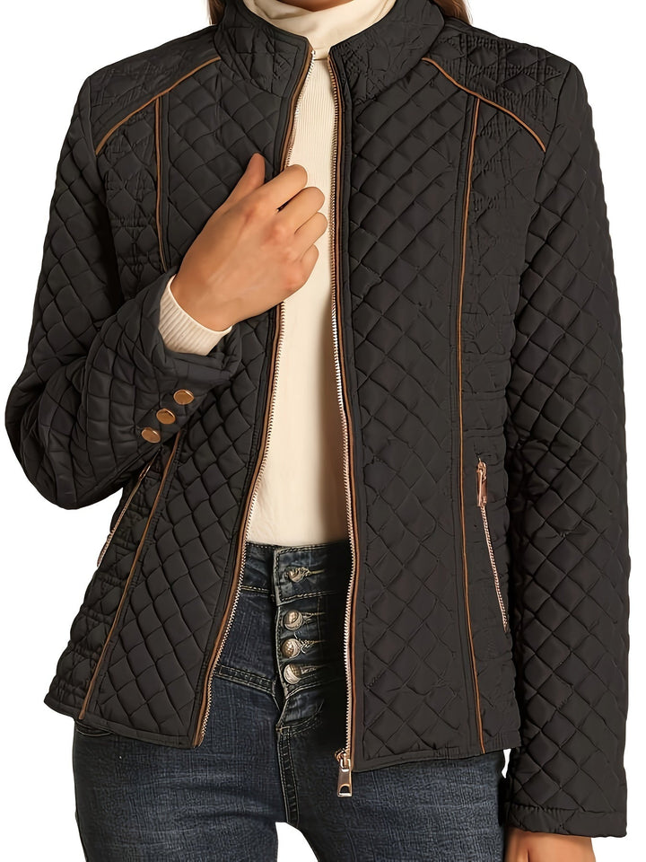 Women's Quilted Jacket with Stand Collar | Zip Up