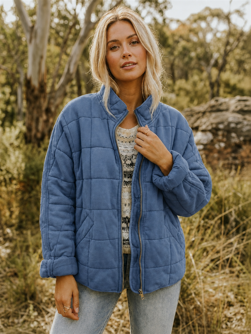 Women's Quilted Jacket Zip Front | Casual Style