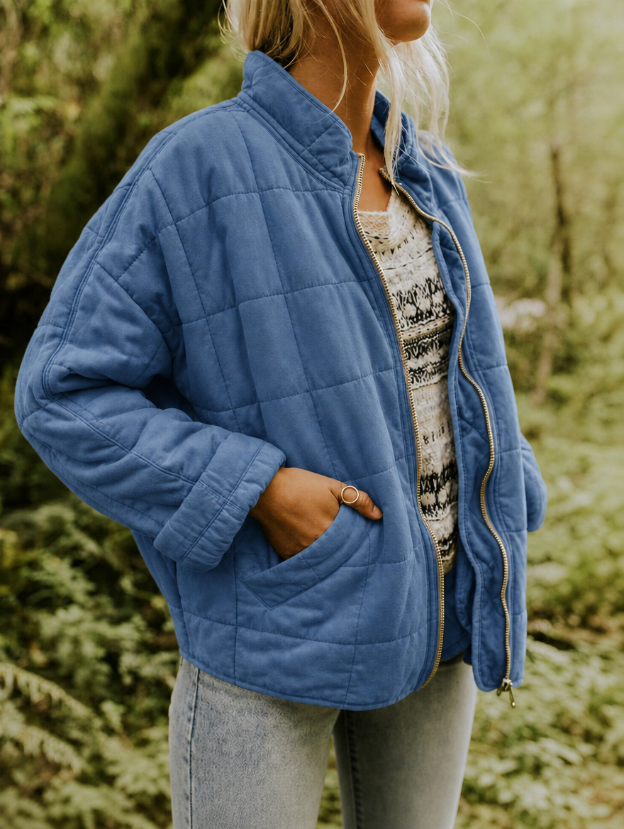 Women's Quilted Jacket Zip Front | Casual Style