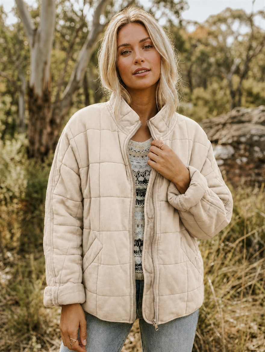 Women's Quilted Jacket Zip Front | Casual Style