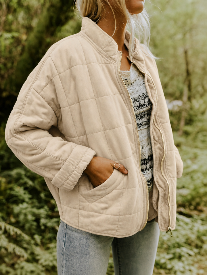 Women's Quilted Jacket Zip Front | Casual Style