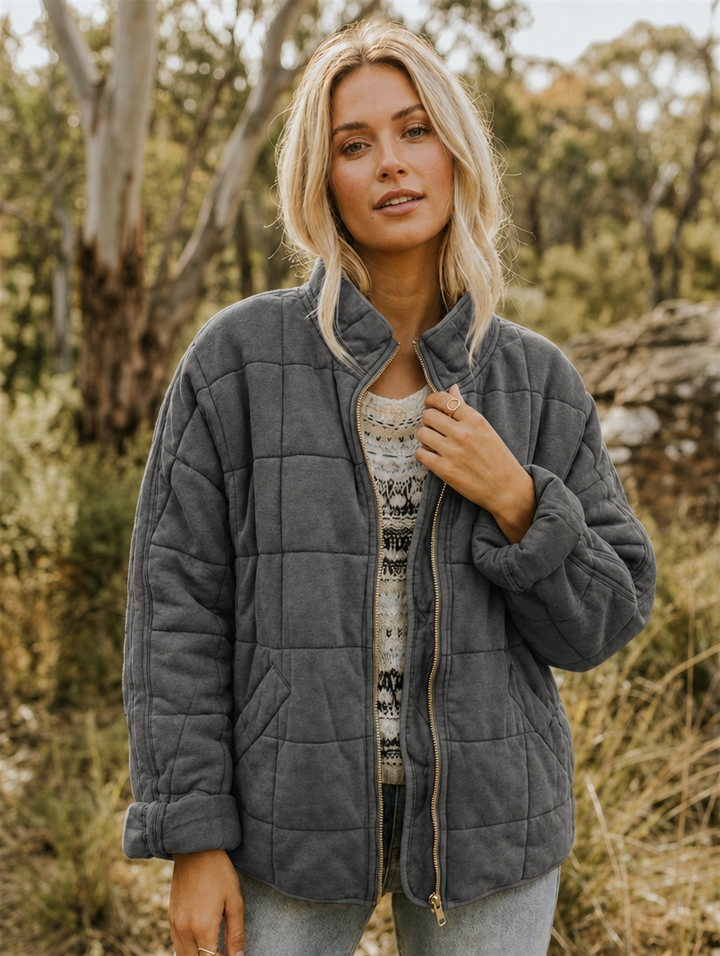 Women's Quilted Jacket Zip Front | Casual Style